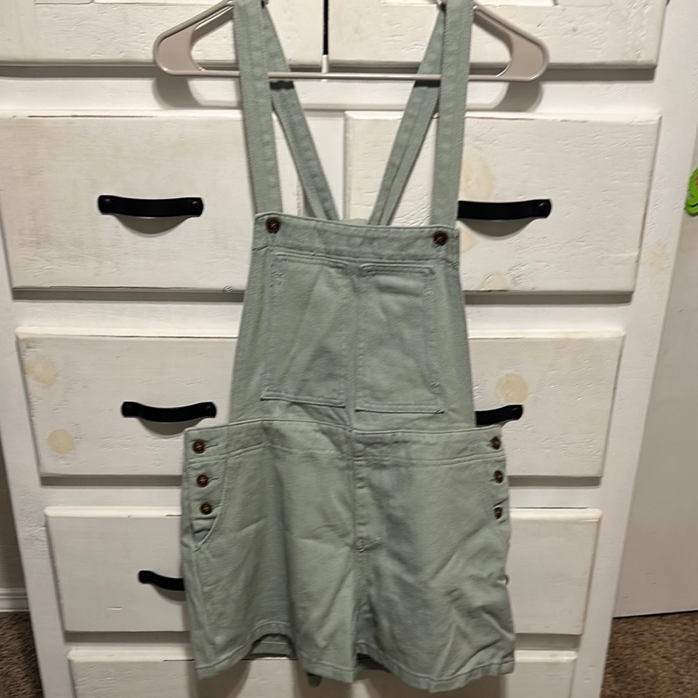 Pink Lily Sage Green Overalls